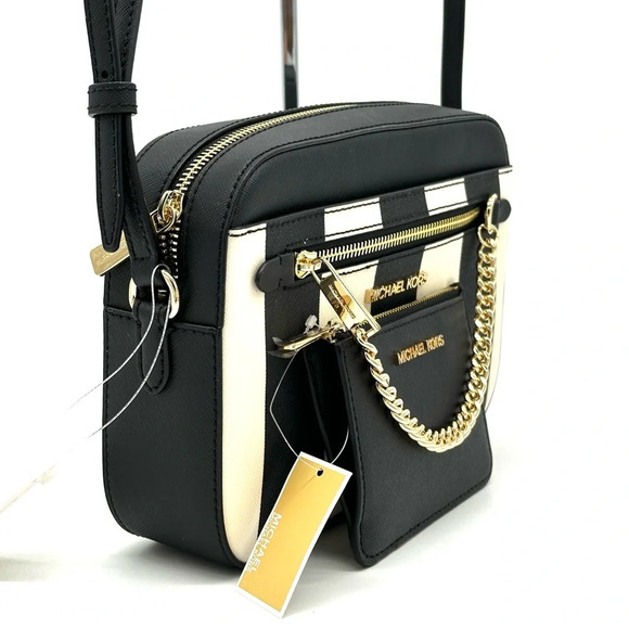 Michael Kors Large EW Zip Chain Xbody Crossbody Bag & TZ Coinpouch w/ID Black - Picture 4 of 15